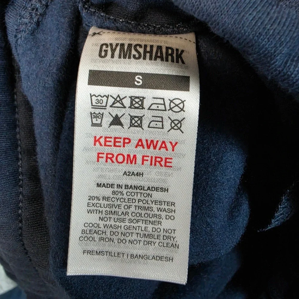 Gymshark Crest Jogger Mens Small Navy Blue Slim Fit Fleece Sweatpants Gym NWT